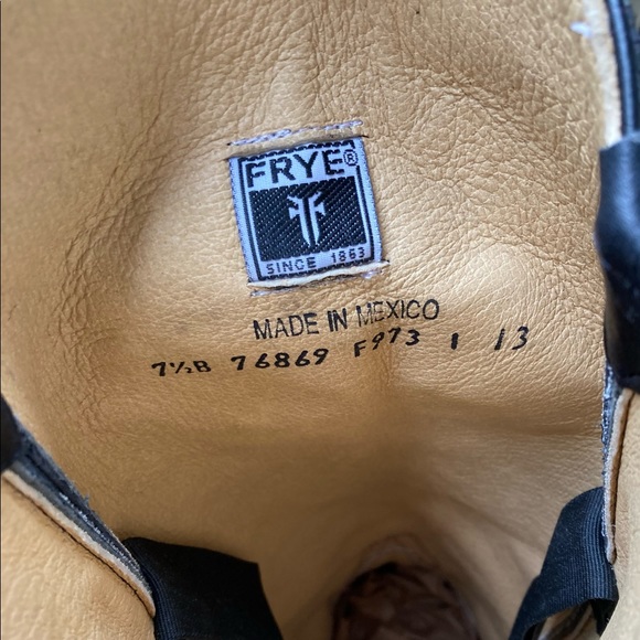 FRYE Boots LILY HARNESS Leather Suede Black Gray Embroidered Western Size 7.5 - Picture 7 of 13